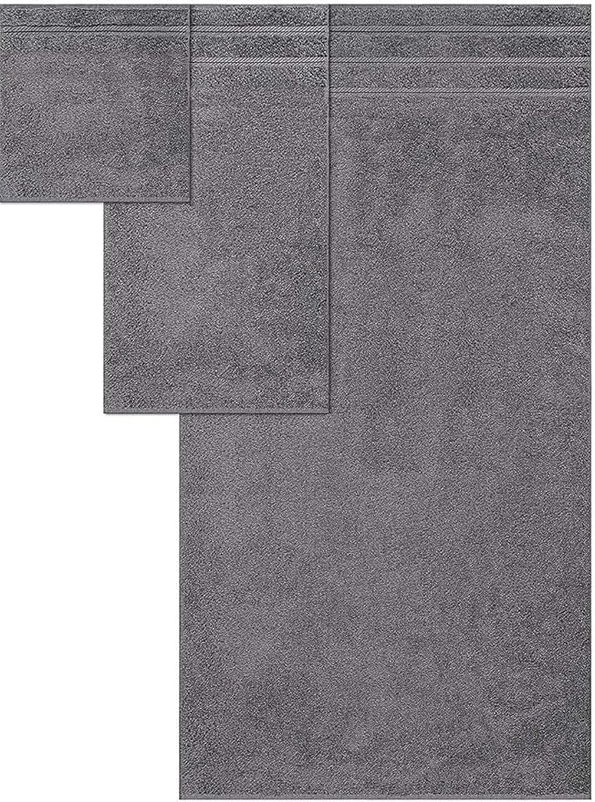 CASA COPENHAGEN Bella 6 Pieces Towel Set- Pinstripe Grey, 600 GSM 2 Bath Towel 2 Hand Towel 2 Washcloth, Designed in Denmark Made of Soft Egyptian Cotton for Bathroom, Kitchen & Shower