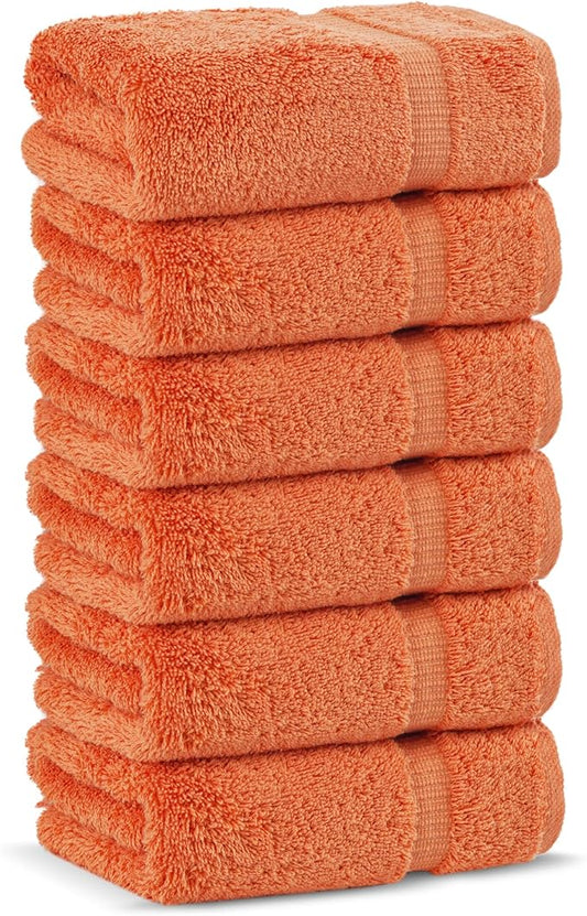 Chakir Turkish Linens | Hotel & Spa Quality 100% Cotton Premium Turkish Towels | Soft & Absorbent (6-Piece Hand Towels, Coral)