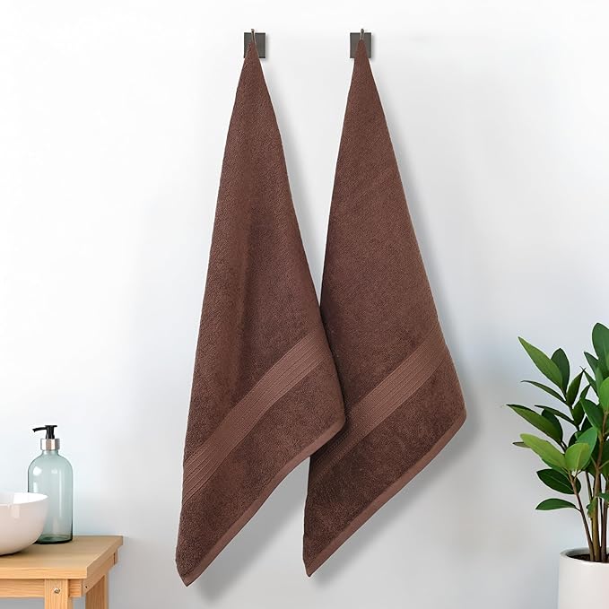 Superior Eco-Friendly Cotton 2-Piece Bath Sheet Set, Oversized Towels for Adults and Kids, Body Towels for Shower, Bath, Quick Dry, Resort, Bathroom Basics, Home, Apartment Essentials, Brown