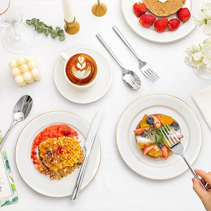 KINGSTONE Silverware Set, 40-Piece Forged Flatware Cutlery Set Premium Stainless Steel, Service for 8, for Home, Wedding, Party,Gift, Mirror Polished and Dishwasher Safe