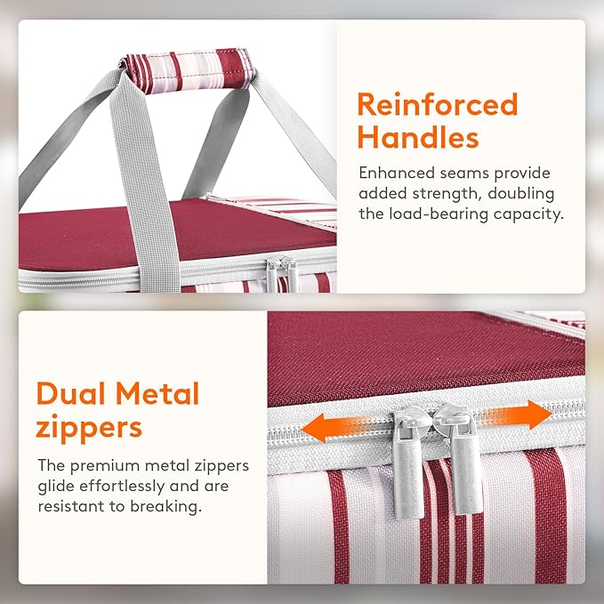 Lifewit Double Decker Insulated Casserole Carrier for Hot or Cold Food, Casserole Dish with Lid and Carrying Case, Lasagna Holder for Potluck Parties/Picnic/Cookouts, Fits 9"x13" Baking Dish, Red