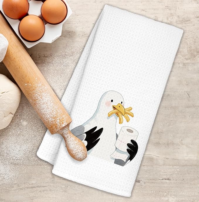 Seagull Beach Kitchen Towels - Seagulls Gifts for Bird Lovers, Seagull Bird Decor, Coastal Nautical Beach Sea Gull Decorative Hand Dish Tea Towels for Kitchen Bathroom, 16x24 in