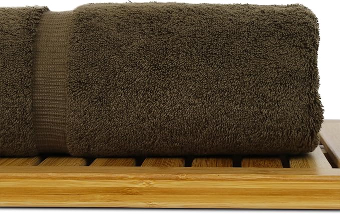 Luxury Hotel & Spa Collection Highly Absorbent, Quick Dry 100% Turkish Cotton 700 GSM, Eco Friendly Towel, for Bathroom Dobby Border Soft Bath Towel Set 27 X 54 (Cocoa, Bath Towels - Set of 2)