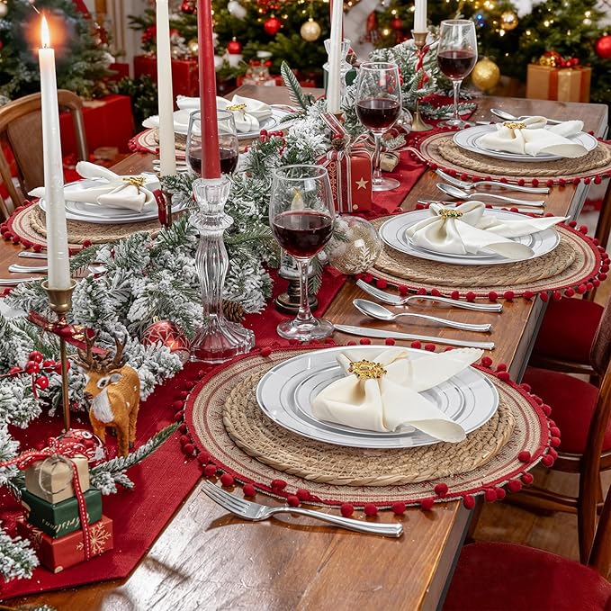 WDF 300 Pieces Silver Plastic Silverware - Plastic Silverware Heavy Duty - 100 Forks 100 Knives 100 Spoons - Disposable Silver Cutlery Perfect for Party/Wedding/Christmas