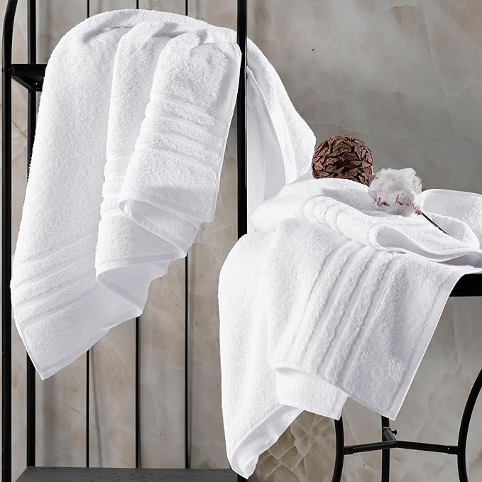 Hammam Linen Jumbo Large Bath Sheets Towels 2-Pack 35 x 70 Inches Soft and Absorbent, Premium Quality 100% Cotton Towels (White, Bath Sheet)