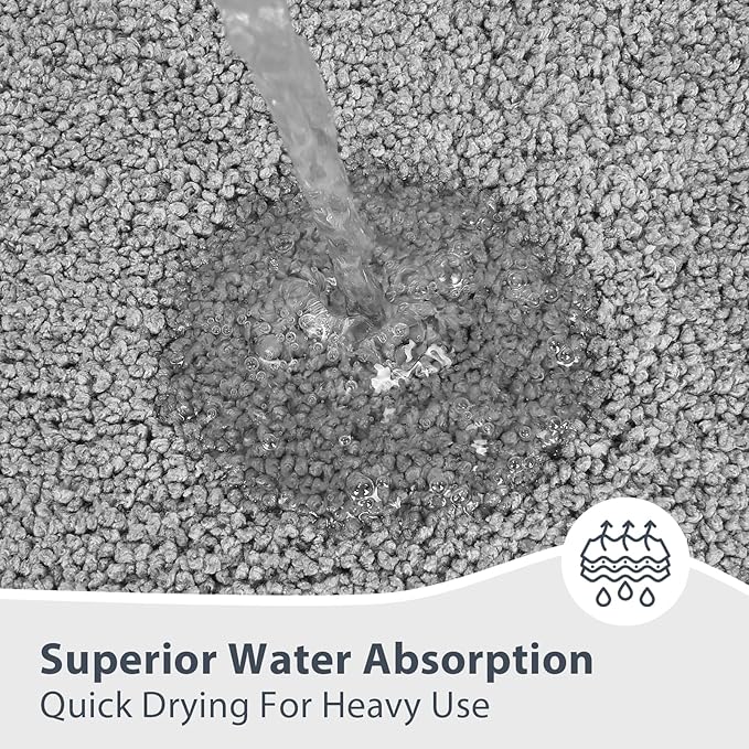 Bathroom Rugs U-Shaped 20" x 24", Non-Slip Extra Soft Absorbent Bath Rugs, Machine Washable Quick Dry Bath Mats for Toilet Base, Grey & Dark Grey