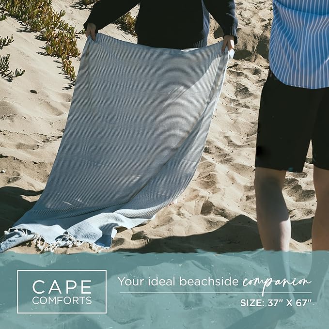 Oversized Turkish Beach Towel, Diamond Dobby Denim Blue - 37'' x 67'' - Super Soft & Lightweight | Quick Dry Sand Free Travel Towels for Beach or Bath | Gifts