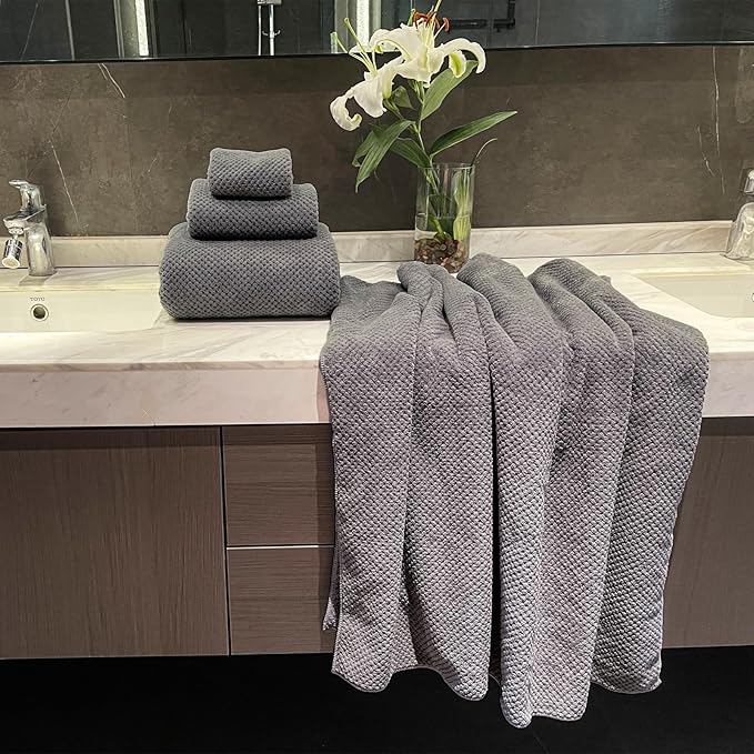 Oversized Bath Towels Extra Large 40x80 Inches Bath Sheets for Adults Super Soft Quick Dry Highly Absobent Microfiber Shower Towels (2 Piece, Charcoal)…