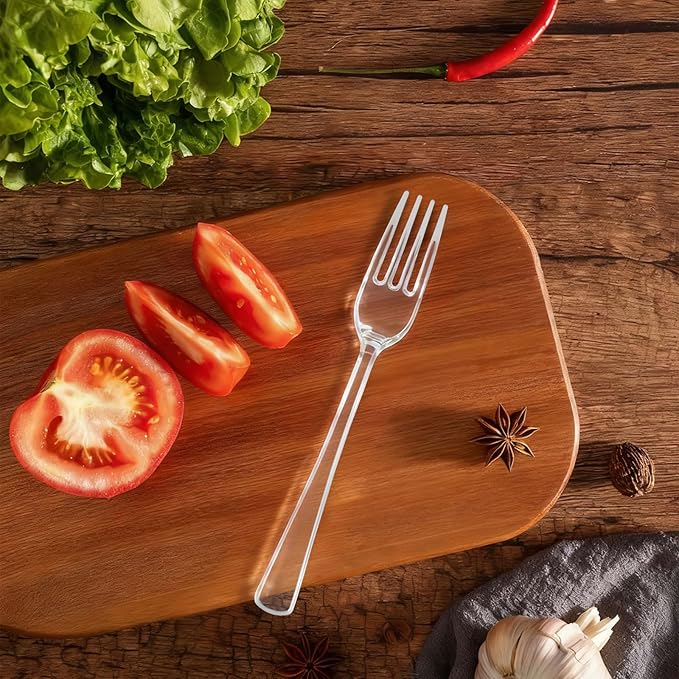 300 Count Clear Plastic Forks Disposable, Heavyweight Cutlery Sets Solid and Durable Plastic Silverware Utensils for Parties, Events and Everyday Use (Forks)