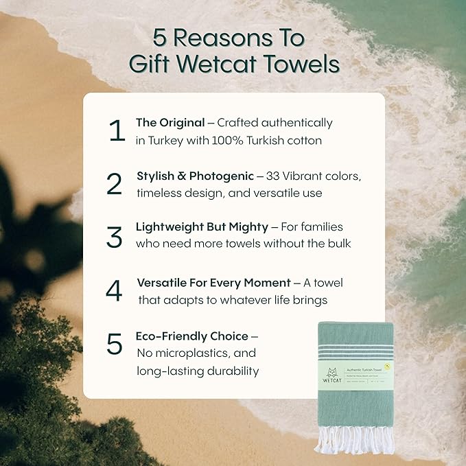 WETCAT Turkish Beach Towel Oversized (38"x71") 100% Turkish Cotton, Made in Turkey - Sand Free, Extra Large, Ultra Soft, Quick Drying, Compact & Lightweight for Travel - Navy Blue