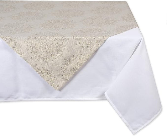 DII Holiday Dining Table Linen Sparkle Metallic Kitchen Décor, Table Topper, 40x40, Jacquard Snowflakes