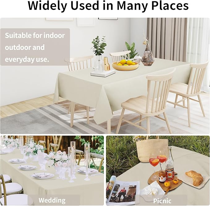 Easy-Going Faux Linen Waterproof Spill-Proof Tablecloth Stain Resistant Rectangle Table Cloth Wrinkle Free Decorative Fabric for Kitchen, Dining, Party, Weddings, Restaurants (60x102 in, Beige)