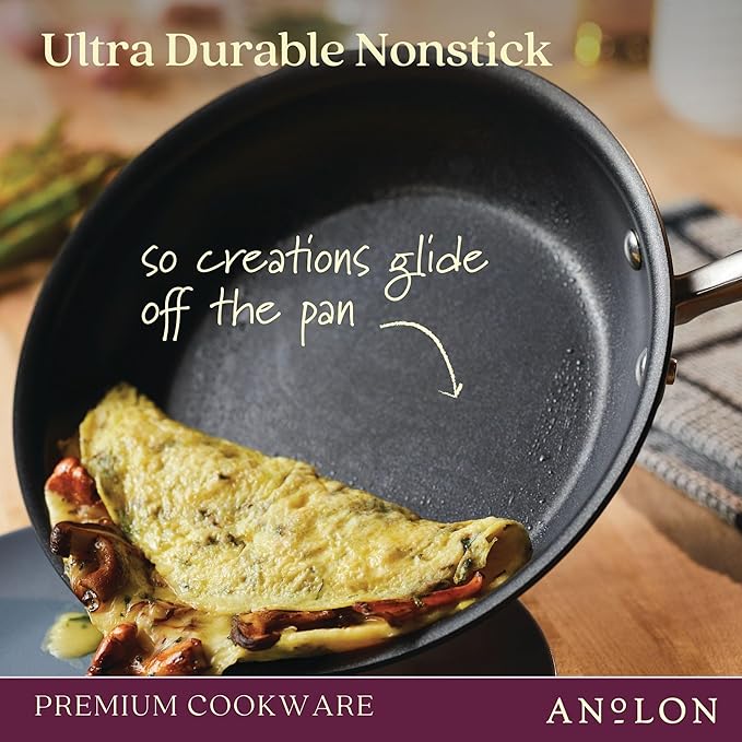 Anolon Advanced Home Hard-Anodized Nonstick Skillets (2 Piece Set- 10.25-Inch & 12.75-Inch, Onyx)