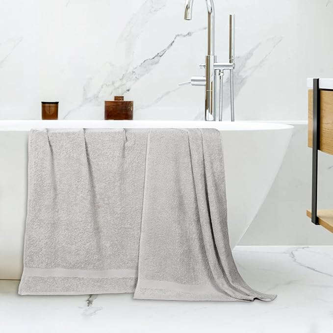 Superior 2-Piece Cotton Bath Sheet Set, Large Towels for Body, Quick Dry, Bathroom Essentials, Guest/Master Bath, Shower, Home Accessories, Apartment, Airbnb, Franklin Collection, Silver