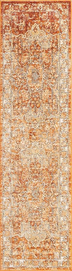 Unique Loom Isabella Collection Area Rug - Adjani (2' 7" x 10' Runner, Rust Red/ Black)