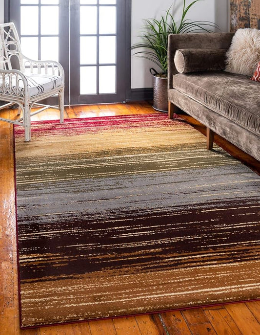 Unique Loom Barista Collection Area Rug - Mundo Nova (2' 2" x 3' 1" Rectangle, Beige/ Blue)