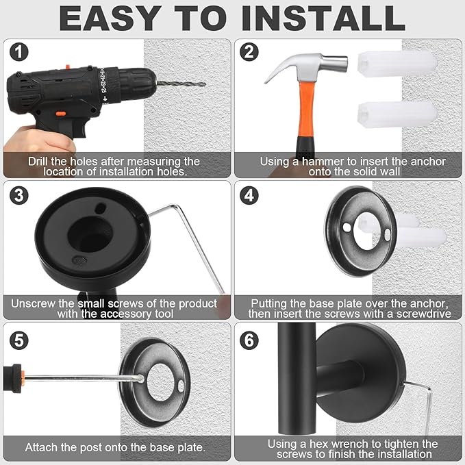 Gisafai 20 Pcs Bathroom Hardware Set, 23.6 Inch Brushed Towel Bar Ring Toilet Paper Holder Robe Towel Hook, Sus304 Stainless Steel Bathroom Accessory Set Wall Mounted (Black)