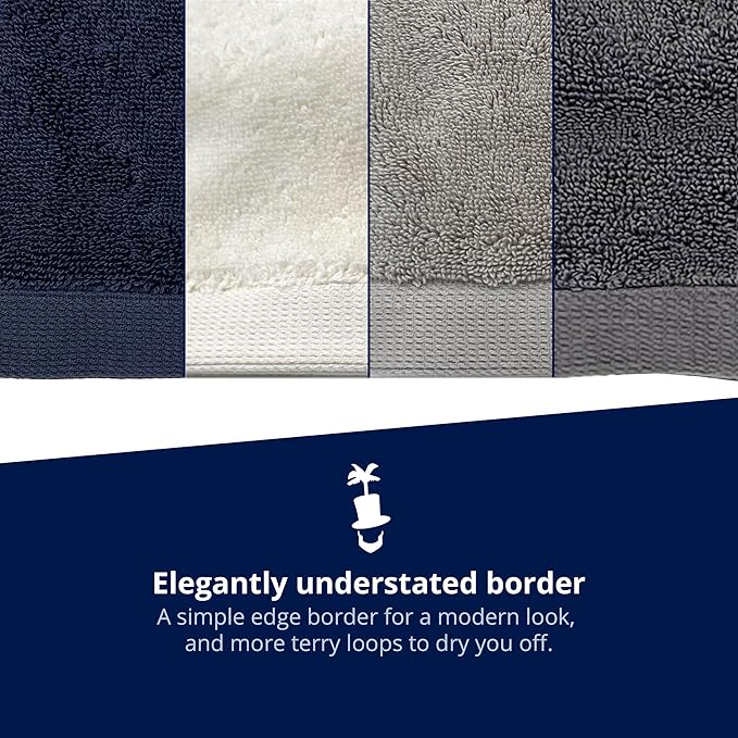 Lincoln & Palm 3 Piece Turkish Towels Set, Thick, Soft, Plush 700 GSM Spa & Hotel Quality, Silver Infused SILVERbac | Bath 58x30, Hand 30x16, Face Wash Cloth 13x13 (Navy, 3 Piece Towel Set)