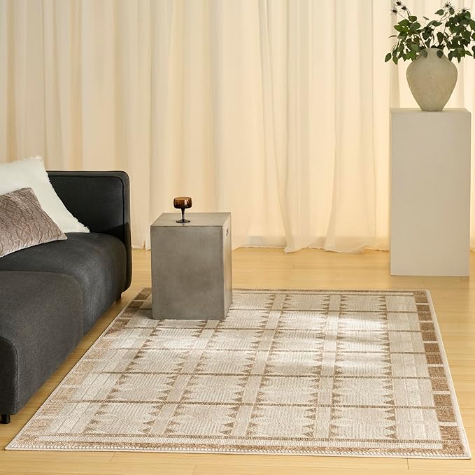 Nourison Home Nordic Taupe 4' x 6' Area Rug - Easy Clean, Non Shedding, Bed Room, Living Room, Dining Room, Kitchen (4' x 6')