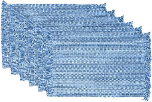 DII Variegated Tabletop Collection, Placemat Set3x19, Light Blue, 6 Piece