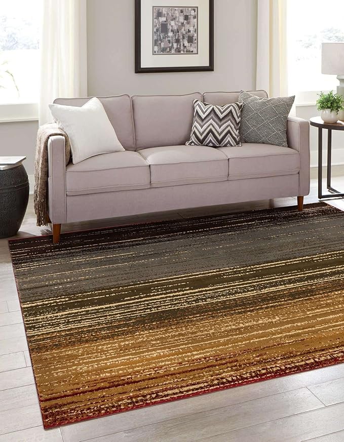 Unique Loom Barista Collection Area Rug - Mundo Nova (5' 4" Square, Beige/Blue)