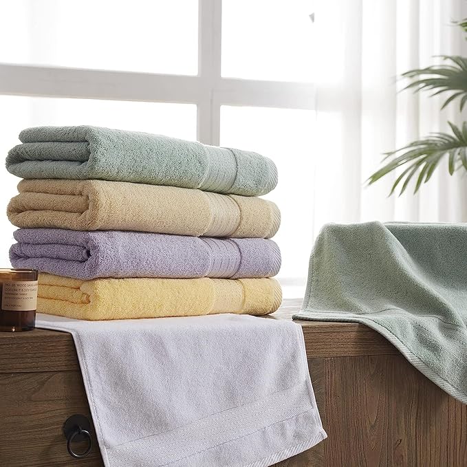 COZYART Lavender Hand Towels for Bathroom 4 Pcs, 13x30 Cotton Guest Hands Towel Set Super Soft Absorbent Durable 650 GSM for Daily Use