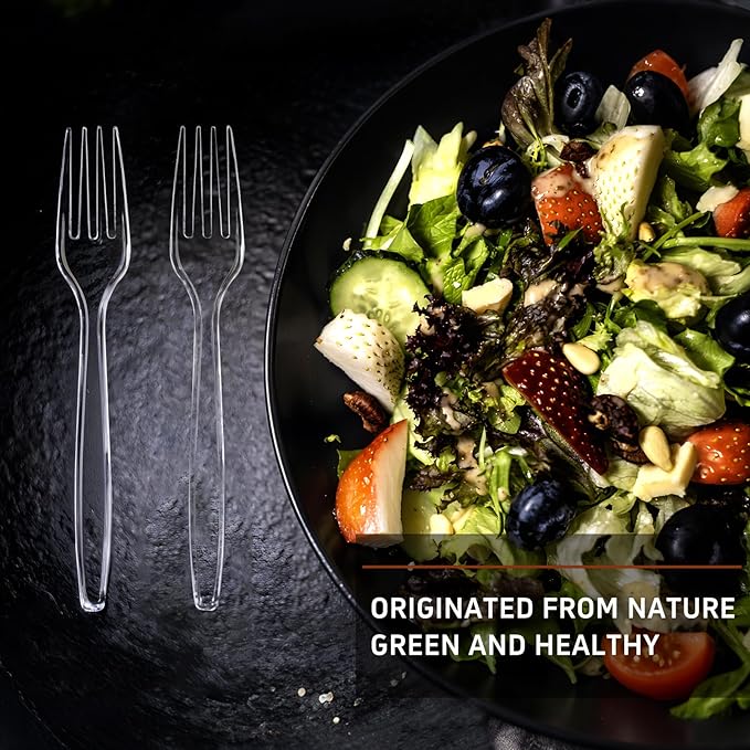 Liacere 360Pcs Clear Plastic Forks -Disposable Plastic Forks BPA-Free, 6.7-inch Heavy Duty Clear Disposable Cutlery, Suitable for Parties and Restaurants, Perfection at the Tip of Your Fork