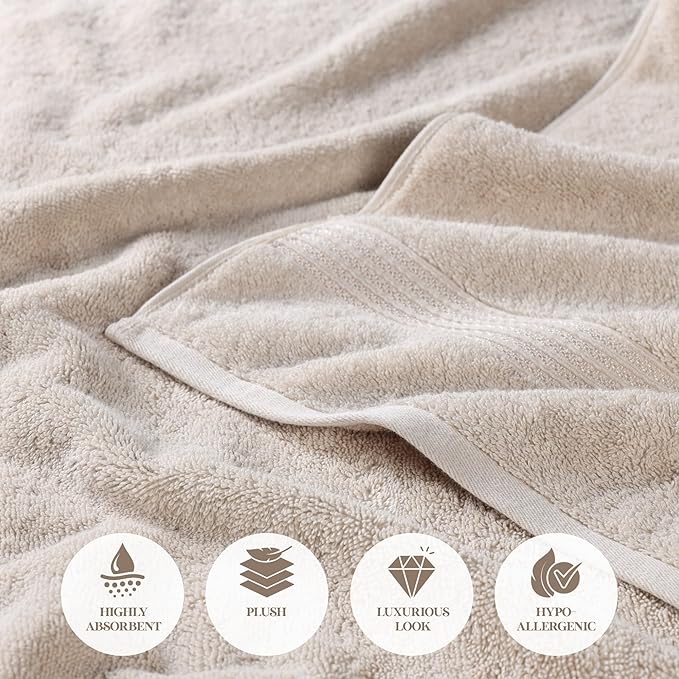Superior Egyptian Cotton Face Towel/Washcloth Set, Small Towels for Home Bathroom, Master, Guest Bath, Decor Essentials, Quick Dry, Absorbent, Spa, Hotel, Resort, Adult, Kids, Set of 10, Stone
