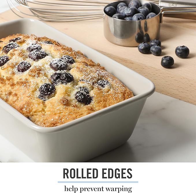 Martha Stewart Carbon Steel Nonstick 9 Inch Loaf Pan | Cool Gray | Deep Shape | Warp-Resistant | Pack of 6