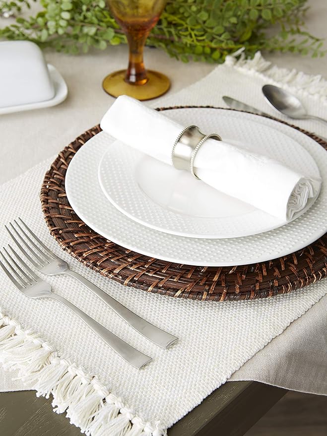 DII Variegated Tabletop Collection, Placemat Set3x19, Off-White, 6 Piece