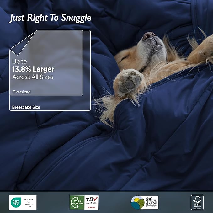 Breescape Cooling Comforter Twin Size - BlendTek™ Q-Max>0.46 Tech, Breathable Blanket for Hot Sleepers & Night Sweats Relief, Premium Lightweight Summer Bedding, 72x96 Inches, Twilight Blue