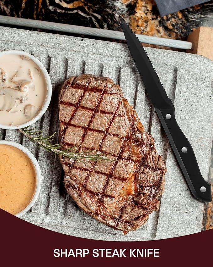 Hammered Black Silverware Set, EUIRIO 48 Pieces Flatware Set for 8, Heavy Duty Stainless Steel Cutlery, Food-Grade Utensil Sets Includes Spoons Forks and Knives, Mirror Finish Dishwasher Safe