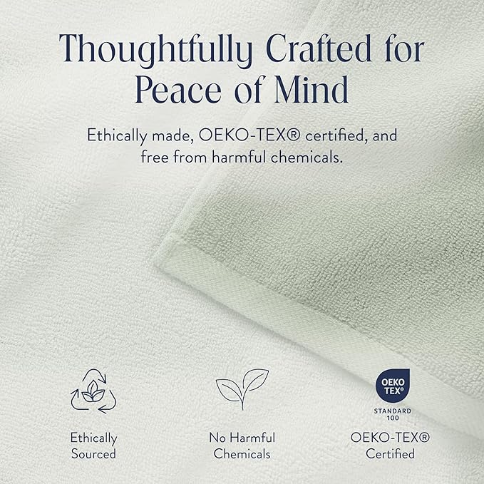 Brooklinen Super-Plush Turkish Cotton Hand Towels - Set of 2 - Cotton, 820 GSM, Highly Absorbent, Machine Washable, Perfect for Home & Bathroom (20" x 30", Aloe Green)