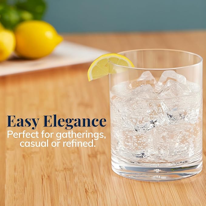 US Acrylic Classic Clear Plastic Reusable Drinking Glasses (Set of 6) 12oz Rocks Cups | BPA-Free Tumblers, Made in USA | Top-Rack Dishwasher Safe