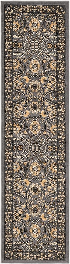Unique Loom Espahan Collection Area Rug - Cape Cod (2' 2" x 8' 2" Runner, Dark Gray/ Black)