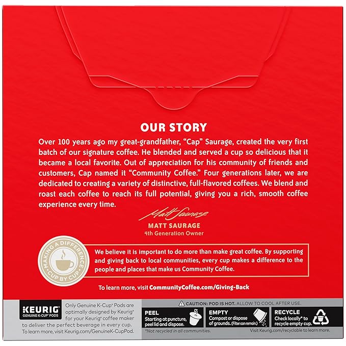 Community Coffee Pecan Praline Flavored, Medium-Dark Roast, Single-Serve Keurig K-Cup Pods, 32 Count (Pack of 4)