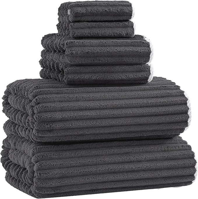 40x80 Inches Bath Sheets Towels for Adults Luxury Microfiber Extra Large Bath Towels for Bathroom Super Soft Absorbent Quick Dry with Hanging Loop (Charcoal Grey,6PCS)