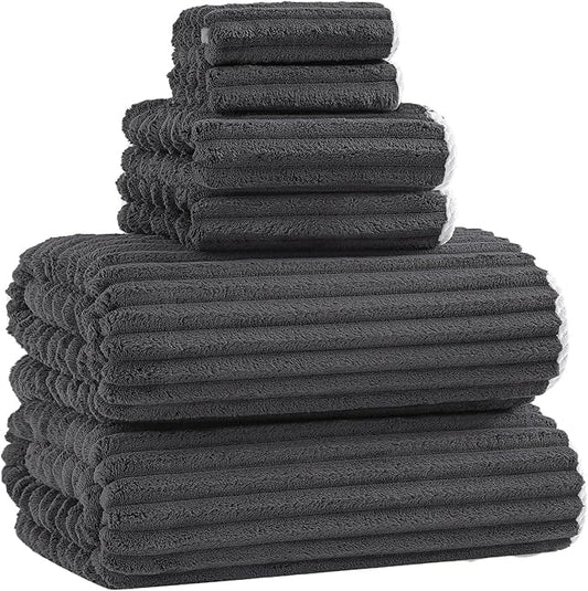 40x80 Inches Bath Sheets Towels for Adults Luxury Microfiber Extra Large Bath Towels for Bathroom Super Soft Absorbent Quick Dry with Hanging Loop (Charcoal Grey,6PCS)