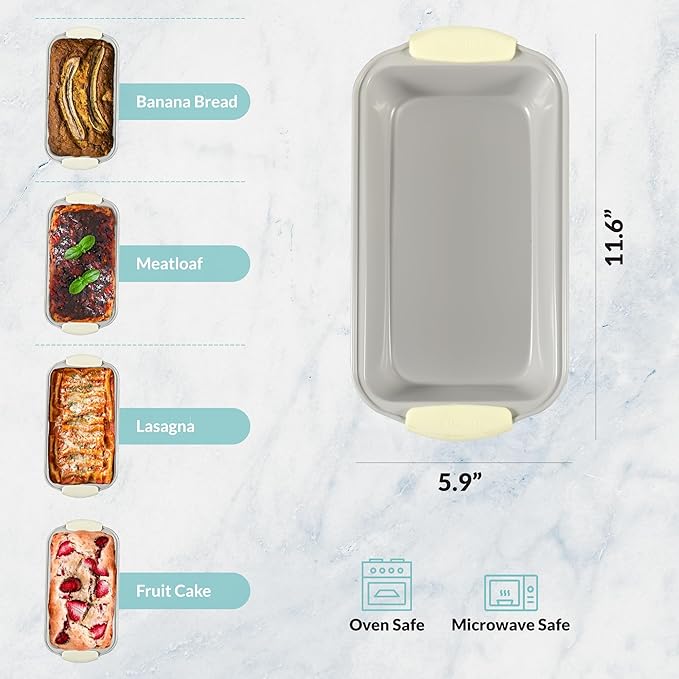 Boxiki Kitchen Premium Ceramic Bread Loaf Pan - 11x5 Non-Stick Bread Pan, Ideal for Homemade Bread Loaf, Meatloaf pan Suitable for Baking Enthusiasts