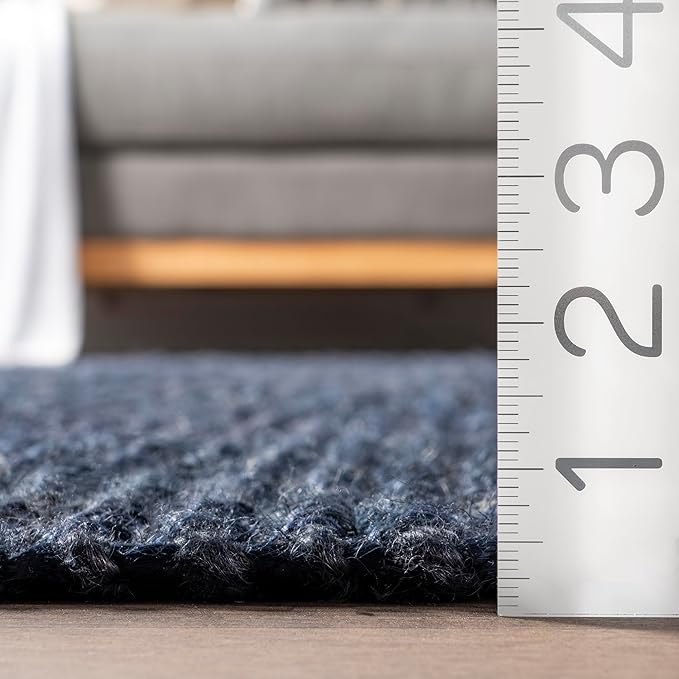 Nuloom Daniela Navy, 3' x 5', Handmade, Jute, Tassel, Soft and Textured, High Traffic, Stain Resistant, Easy Clean, Durable Area Rug for Bedroom, Living Room, Dining Space, Foyer, Entryway