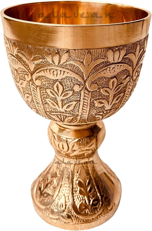 Medieval Goblet Lord's Vintage Chalice | 1x Solid Brass Royal Wine Cups - Renaissance Vintage Goblet Gifts Birthday Christmas Wedding Anniversary Ceremonial Wine Drinkware 1pc Pack (Lord's Chalice)