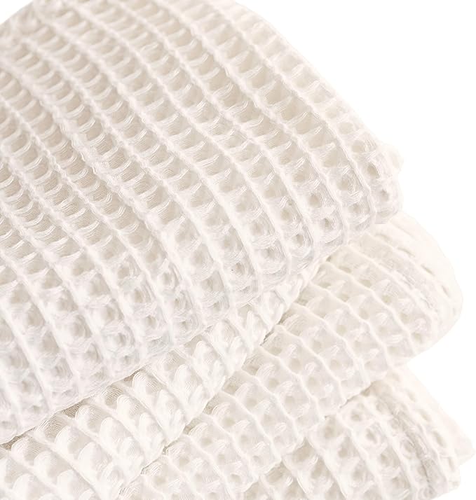 Waffle Washcloths Set of 8 Natural Undyed - Premium Quality 100% Turkish Cotton Face Washcloth, Soft Makeup Towel, Shower Cloth, Kitchen Towel (Natural, Set of 8 Washcloths)