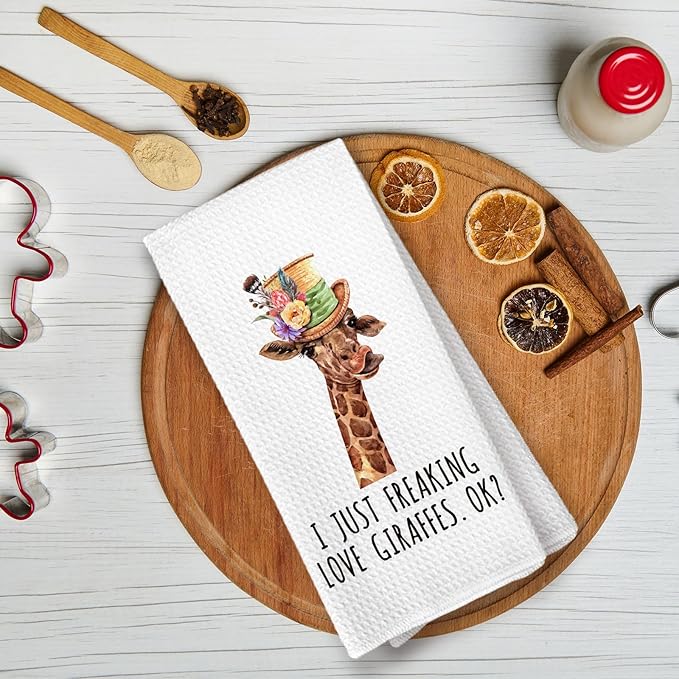 Giraffe Decor Gifts Towels - Giraffes Bathroom Decor Hand Towels, Giraffe Gifts for Women, I Just Freaking Love Kitchen Towel,Giraffes Decorative for Room Bathroom