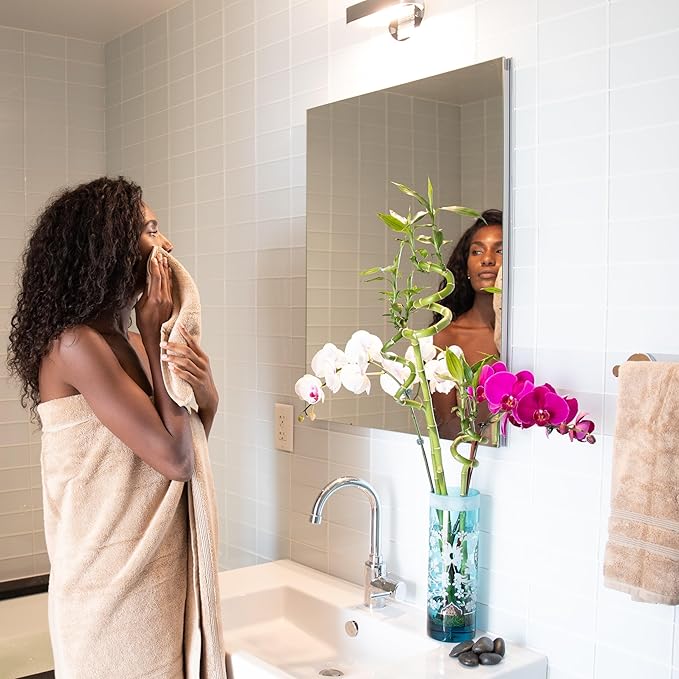 Mosobam Luxury Turkish Set of 4 Bath Towels 30X58 Light Taupe Oversize 700 GSM Bamboo Viscose & Aegean Turkish Combed Cotton