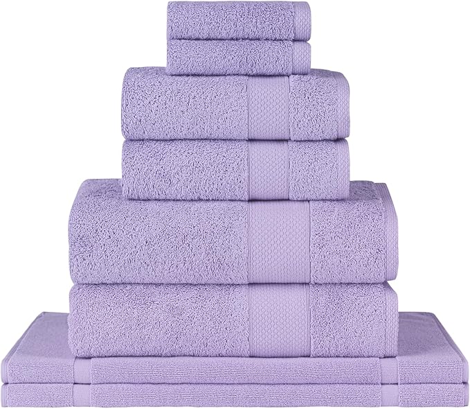 Towels Beyond - 8 Piece Luxury Towel Set, 100% Turkish Cotton, Includes 2 Bath Towels, 2 Hand Towels, 2 Washcloths & 2 Bath Mats, Highly Absorbent & Comfy Towels for Hotels & Spa | (Lilac)