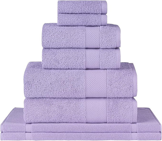 Towels Beyond - 8 Piece Luxury Towel Set, 100% Turkish Cotton, Includes 2 Bath Towels, 2 Hand Towels, 2 Washcloths & 2 Bath Mats, Highly Absorbent & Comfy Towels for Hotels & Spa | (Lilac)