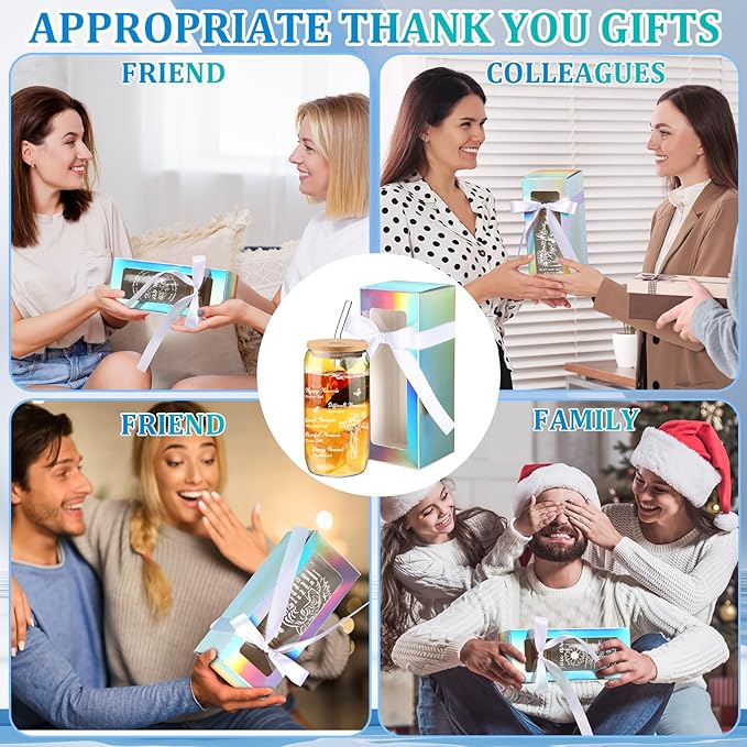 Layhit 12 Set Christian Glass Cups for Women Faith Church Christmas Religious Gifts 16 oz Glass Inspirational Bible Verse Coffee Cups with Lids Straws Brushes Gift Boxes for Church Birthday