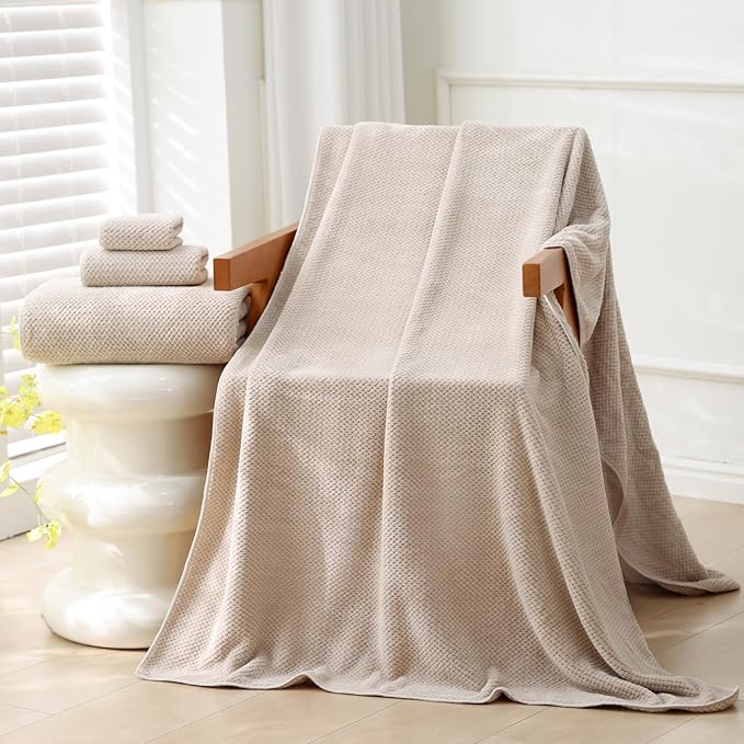 40x80 Inches Bath Sheets Towels for Adults Oversized Bath Towels Extra Large Luxury Super Soft Absorbent Quick Dry Microfiber (Beige, 2PCS)