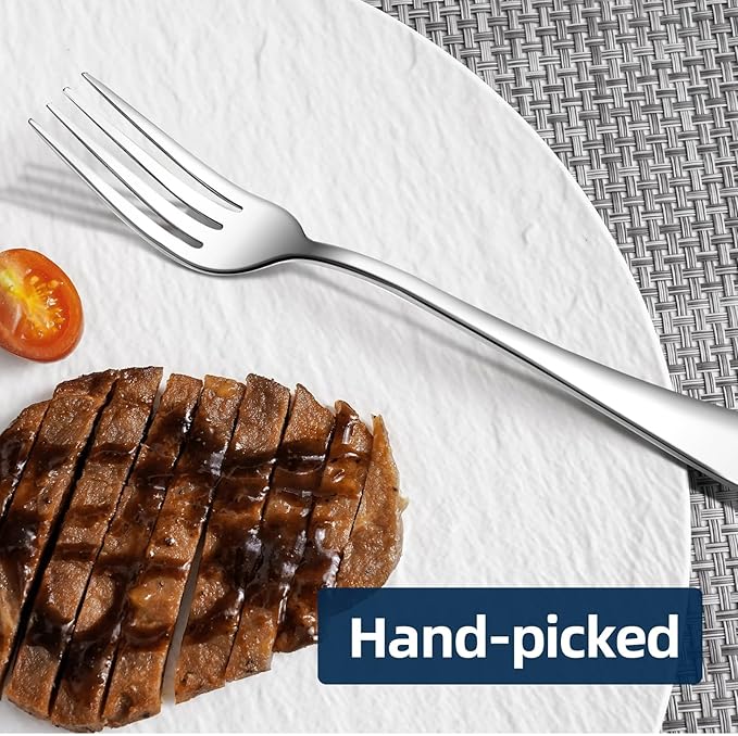 16 Piece Dinner Forks, 8 Inch, Top Food Grade Extra-Fine Stainless Steel Silverware Forks，Silverware Set, Dishwasher Safe （Silver)