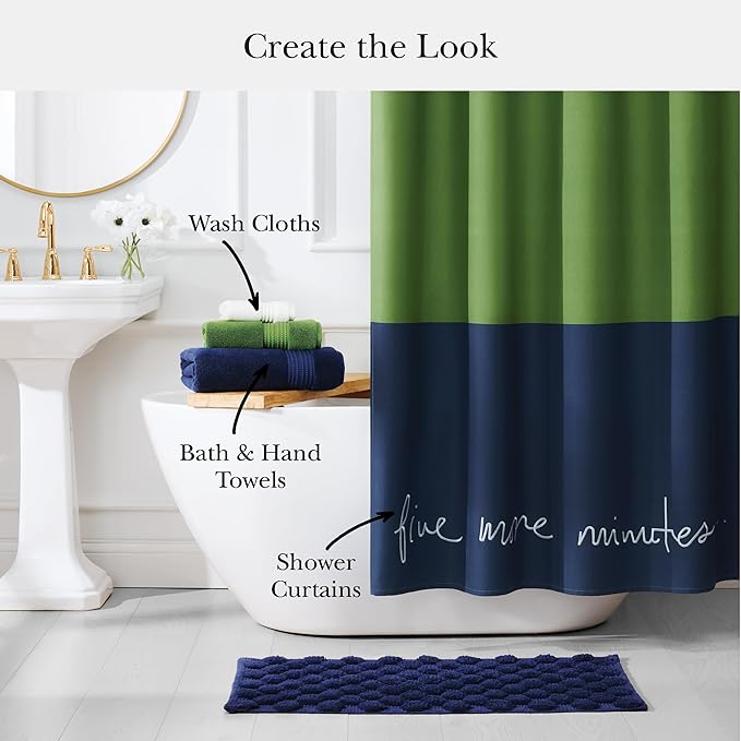 Kate Spade New York Dotted Woven Bath Rug, 17 in x 24 in, Absorbent Bath Mat, Slip Resistant, Made from 100% Cotton, Machine Washable, French Navy